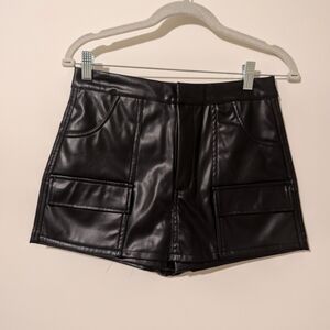 NWT Black Faux Leather Women Skorts